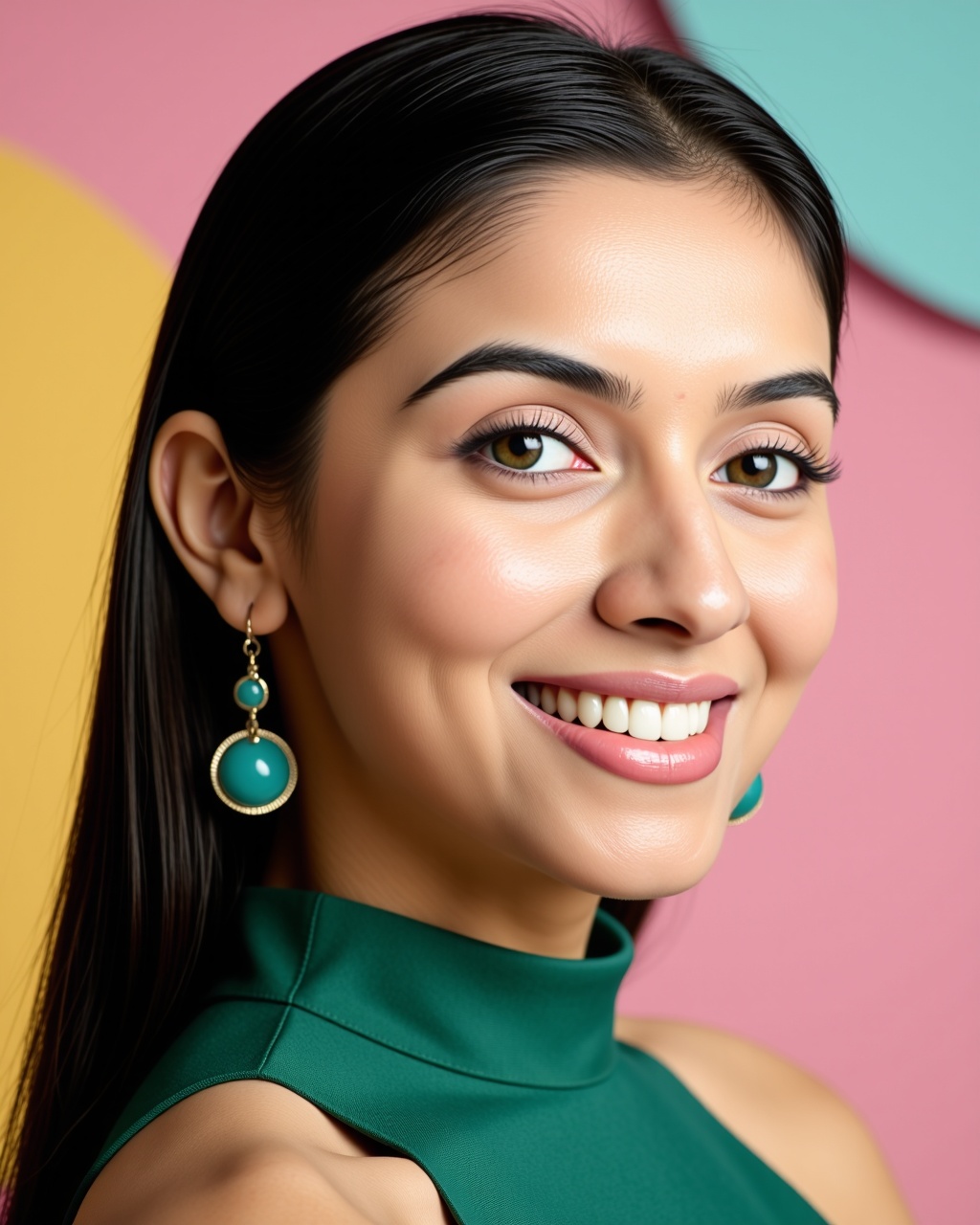 headshot photo of Asin woman,  candid photo with natural colors,  grinning expression on face on Tensor.Art
