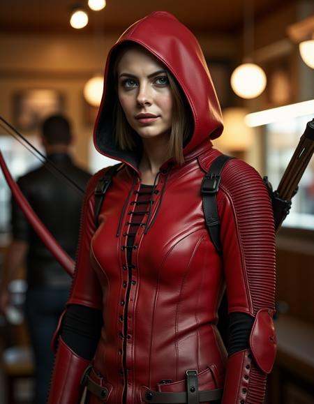 archer,  red leather armor,  hood down on Tensor.Art