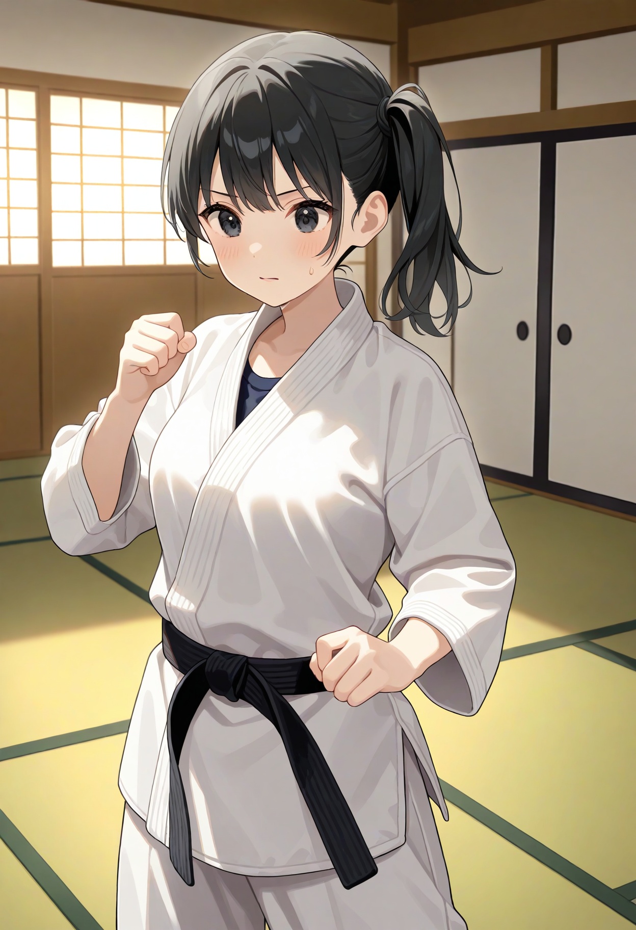 1girl,  black hair,  side ponytail on Tensor.Art