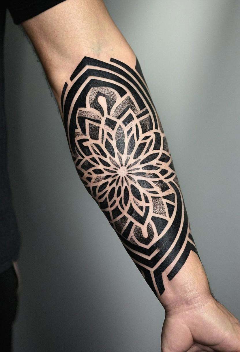 MandalaTattoo,  Dotwork geometric nomenclature,  geometric tattoo on Tensor.Art