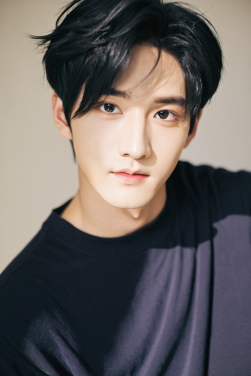1boy,  young man black hair putting hair,  male k-pop idol on Tensor.Art