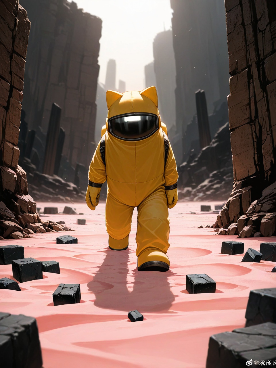 crowd furry,  hazmat suit,  [yellow among us on Tensor.Art