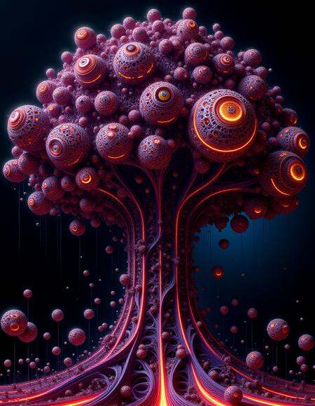 large ral-frctlgmtry tree, glowing lines, render, futuristic, glitch, depth of field, matrix <lora:ral-frctlgmtry_flux:1>