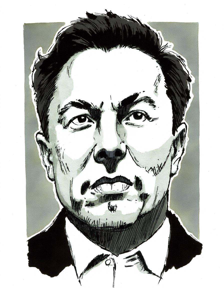 Ink Watercolor,  Elon Musk on Tensor.Art