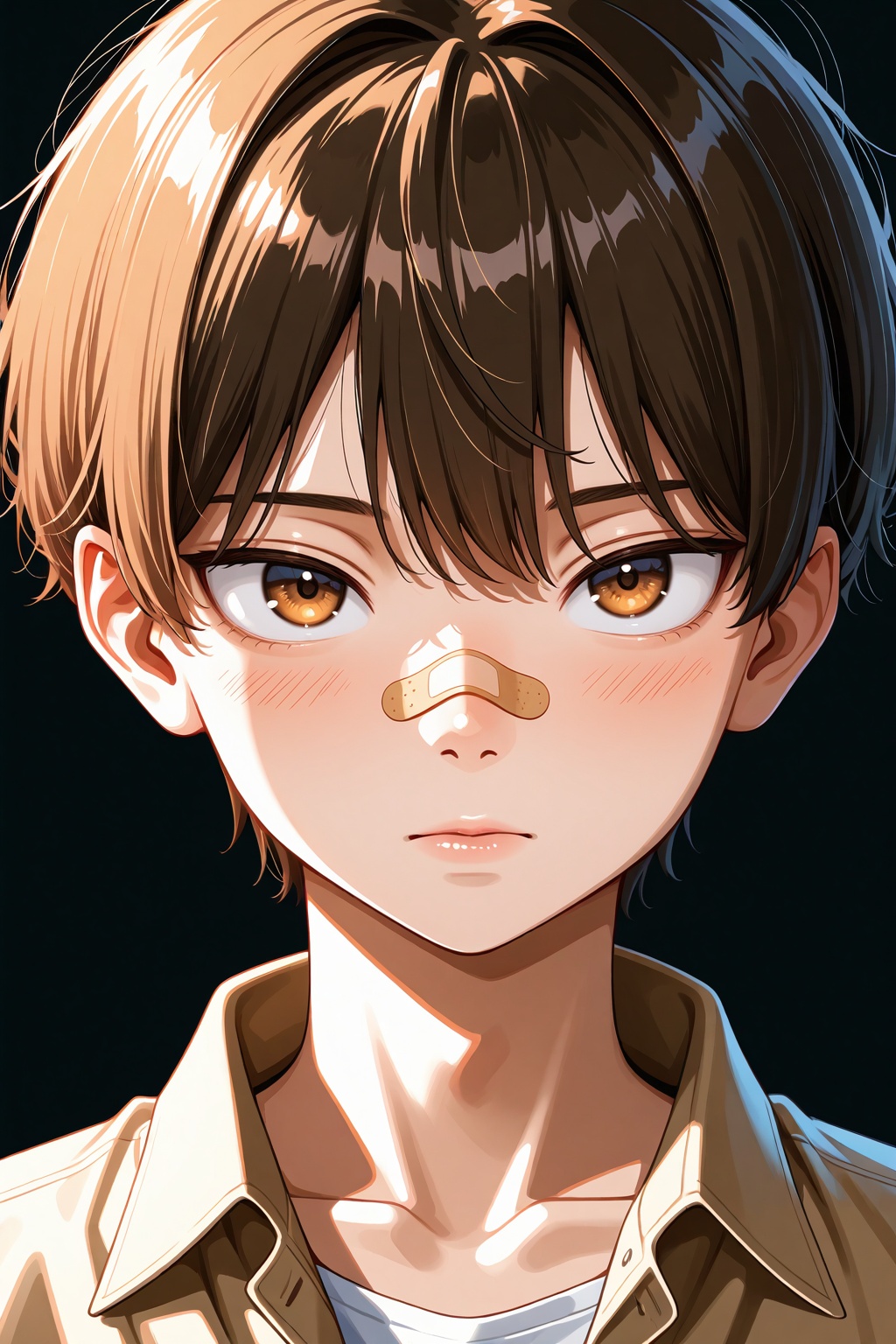 1boy,  bandaid,  bandaid_on_face on Tensor.Art