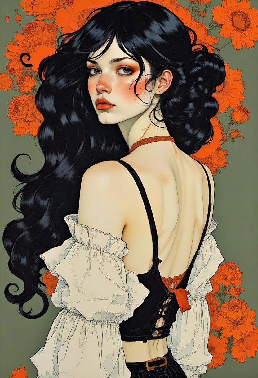 A digital illustration featuring an erotic concept of beautiful sexy woman evoking feelings of sensuous eroticism,  in sty...