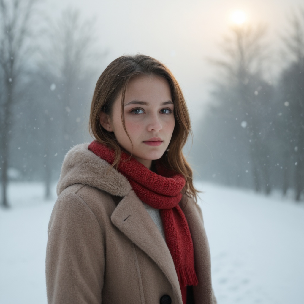 close portrait A beautiful red girl,  beautiful,  moody lighting on Tensor.Art