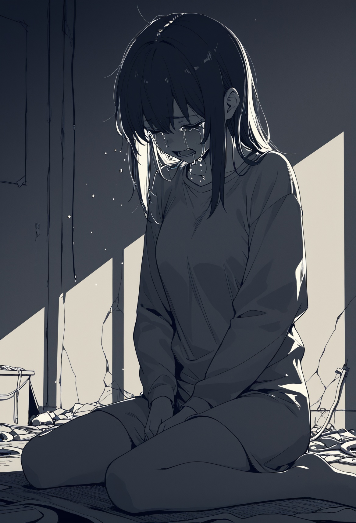 1girl,  sobbing,  wariza on Tensor.Art