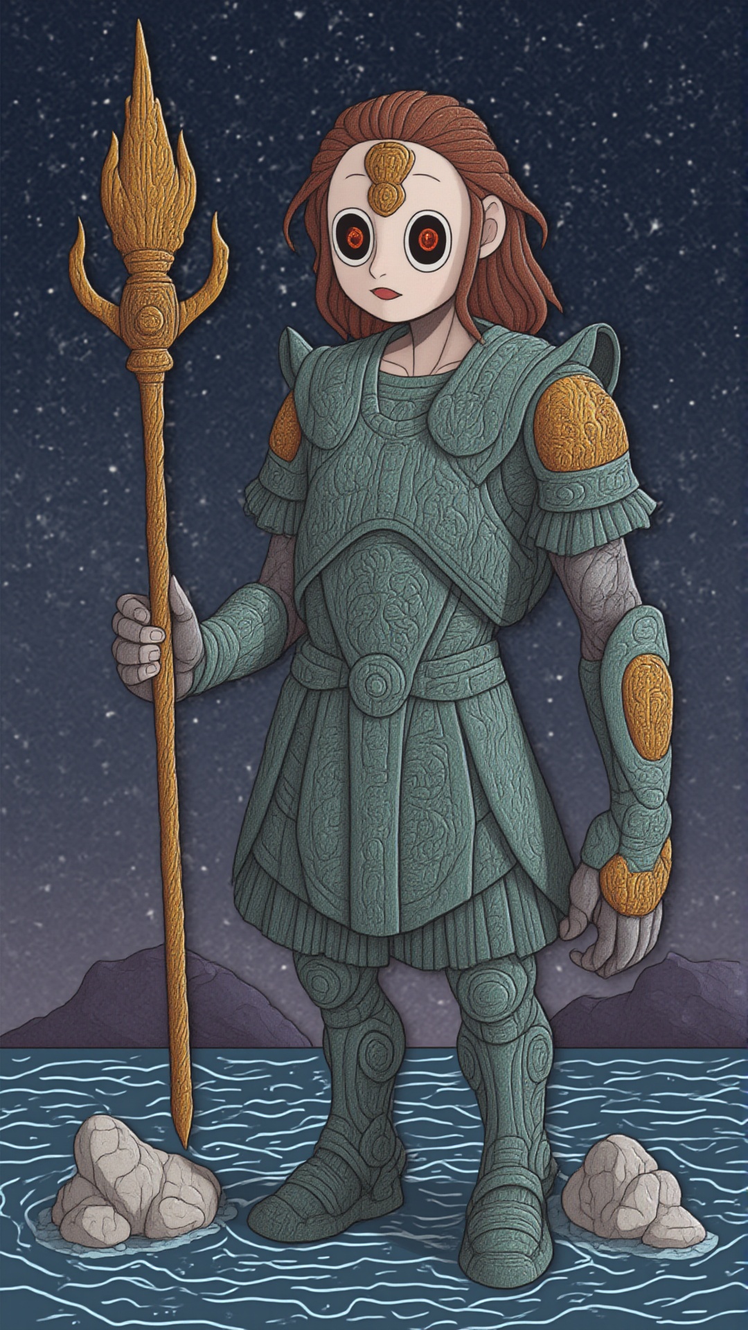kawaii style The Automaton Talos,  the giant bronze protector of Crete. A massive,  towering figure made entirely of bronz...