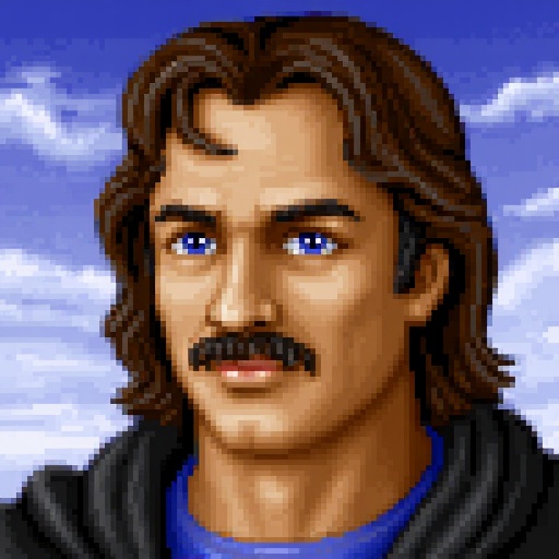 Original HoMM2 style portrait of Roland Ironfist,  a noble male knight and wizard with a warm,  light skin and blue eyes....
