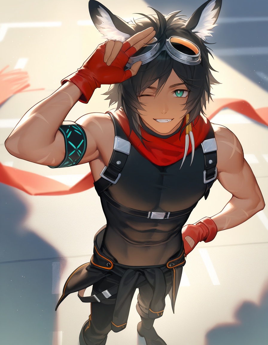 1boy,  solo,  courier \(arknights\) on Tensor.Art