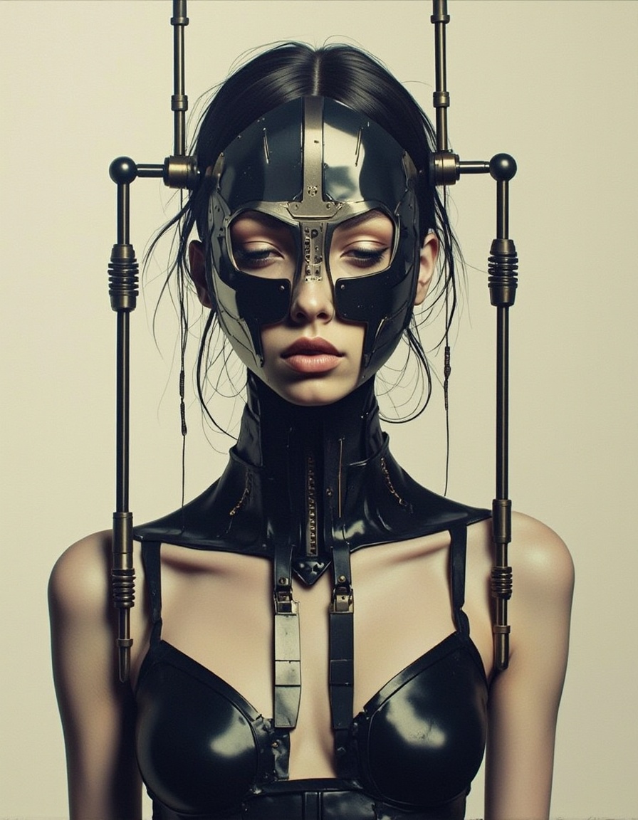 Studio_Punkji,  The image is a Realistic photograph of a woman's face and upper body. The woman appears to be in a state o...