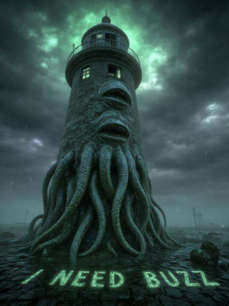 Real Horror Style,  In a storm - lashed,  desolate coastal town on Tensor.Art