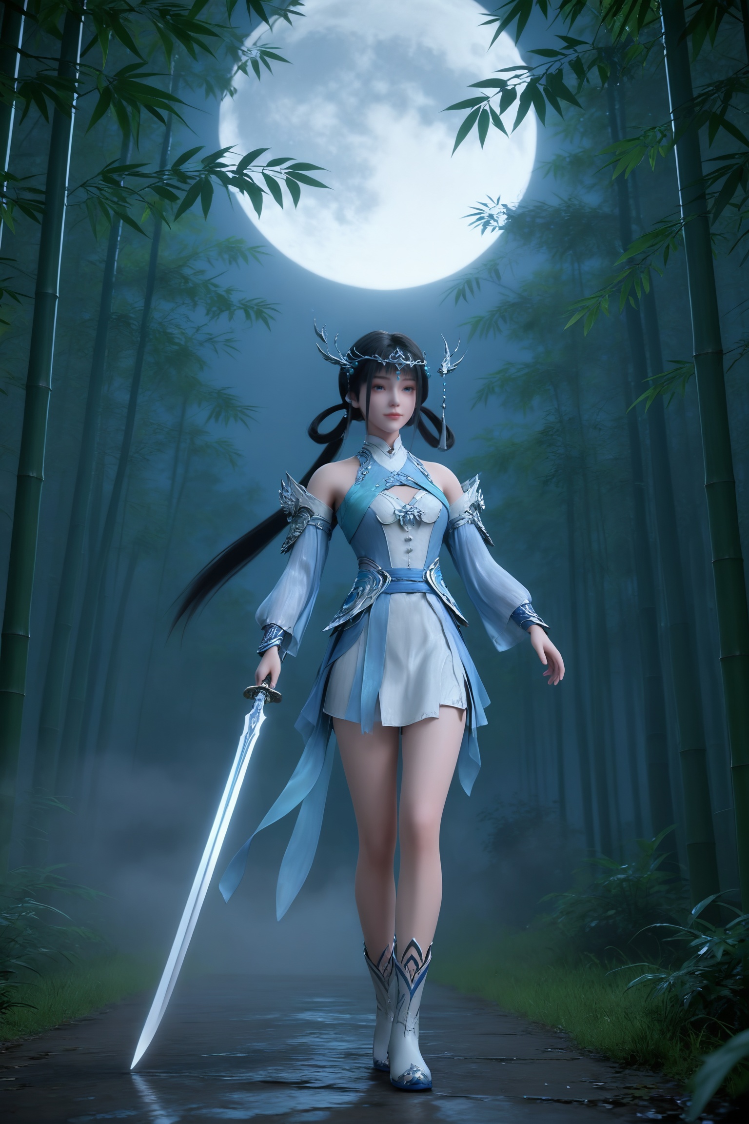 1girl,  bamboo,  weapon on Tensor.Art