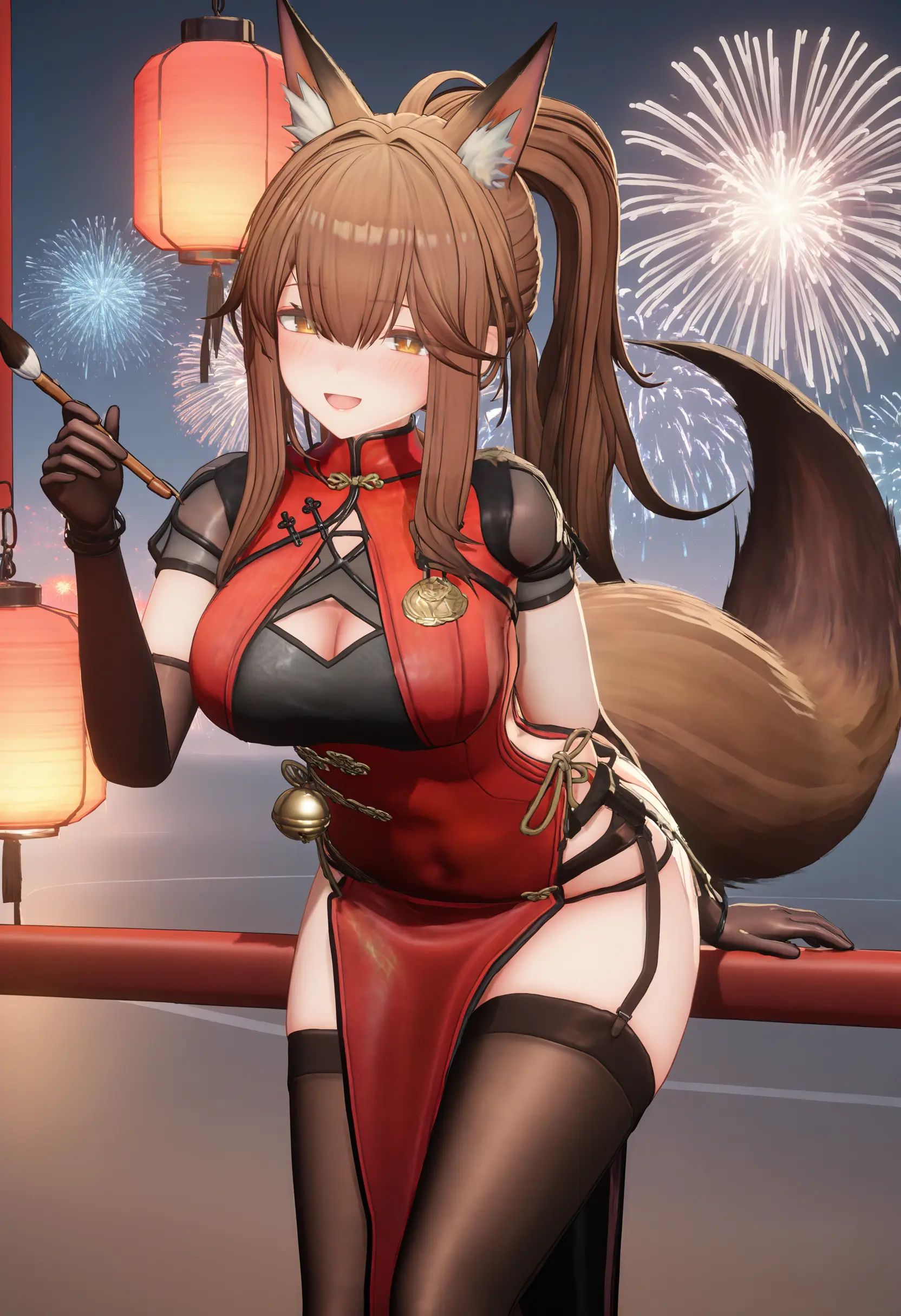 franka (arknights),  1girl,  aerial fireworks on Tensor.Art