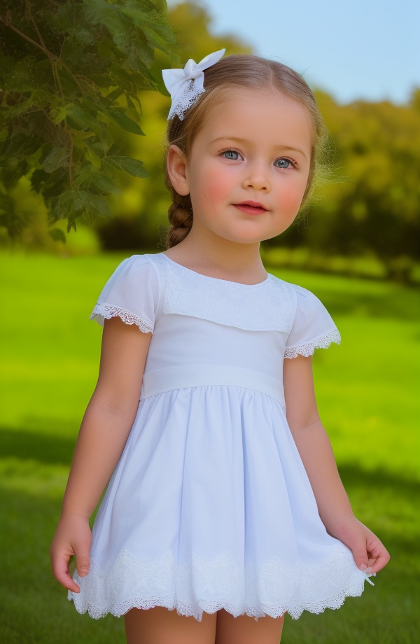 photo of a toddler girl 5 year-old,  standing,  front view from below on Tensor.Art
