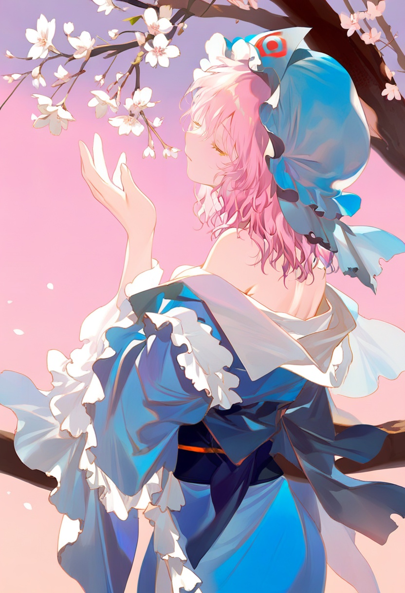 1girl,  solo,  saigyouji yuyuko on Tensor.Art
