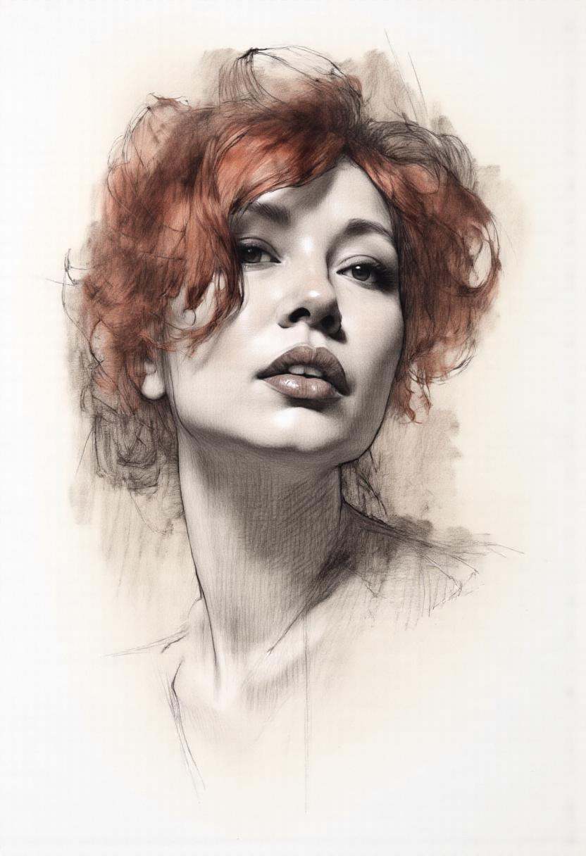 Charcoal sketch drawing of a ,  angle view,  graphite drawing on Tensor.Art