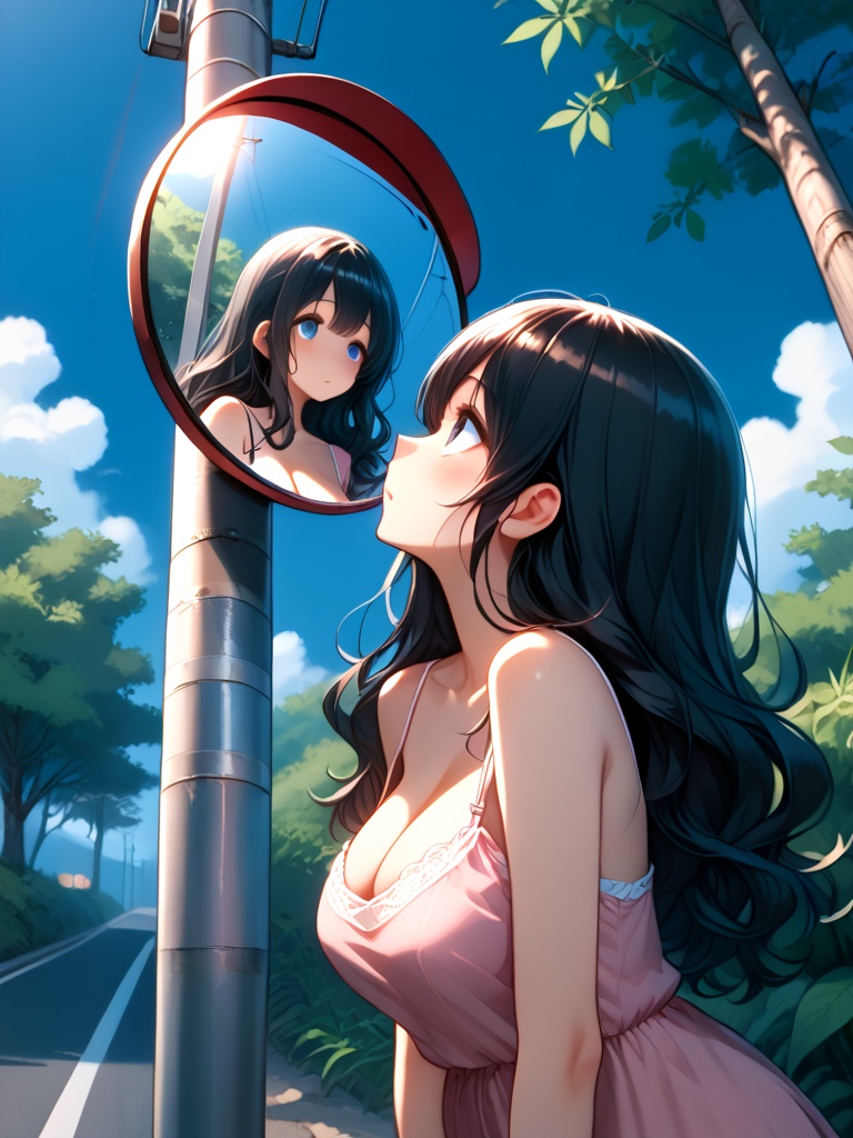 score_9,  source_anime,  convex mirror on utility pole on Tensor.Art