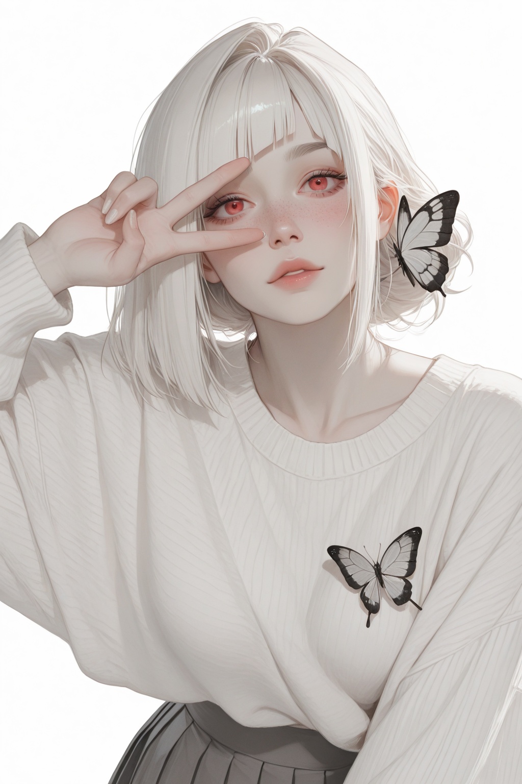 ((upper body,  white background,  (front view on Tensor.Art