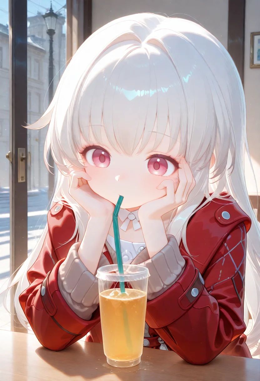 1girl,  clara \(honkai: star rail\),  drinking straw on Tensor.Art