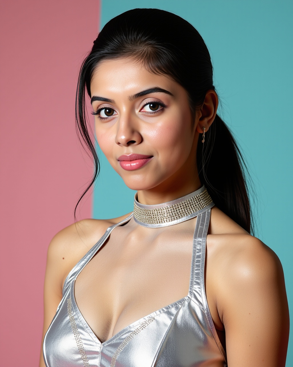headshot photo of Asin woman,  candid photo with natural colors,  serious expression on face on Tensor.Art