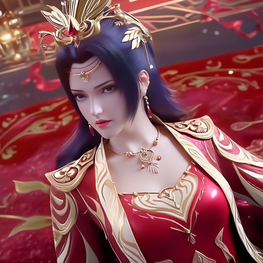 <lora:842-DA-XL-斗破苍穹-云韵-婚服:0.8>, (,1girl, ,best quality, ),,masterpiece, ((((1girl, solo , lying, )))) (cleavage),,  (), ,ultra realistic 8k cg,   clean, masterpiece,      (( , )),,  , unreal, science fiction, luxury, jewelry, diamond, gold, pearl, gem, sapphire, ruby, emerald, intricate detail, delicate pattern, charming, alluring, seductive, erotic, enchanting, hair ornament, necklace, earrings, bracelet, armlet,halo,(cleavage),, , (),