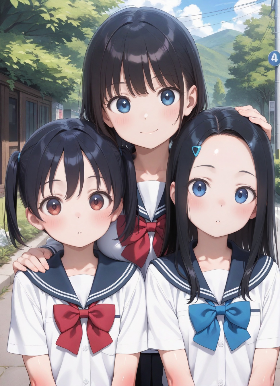 multiple girls,  school uniform,  looking at viewer on Tensor.Art