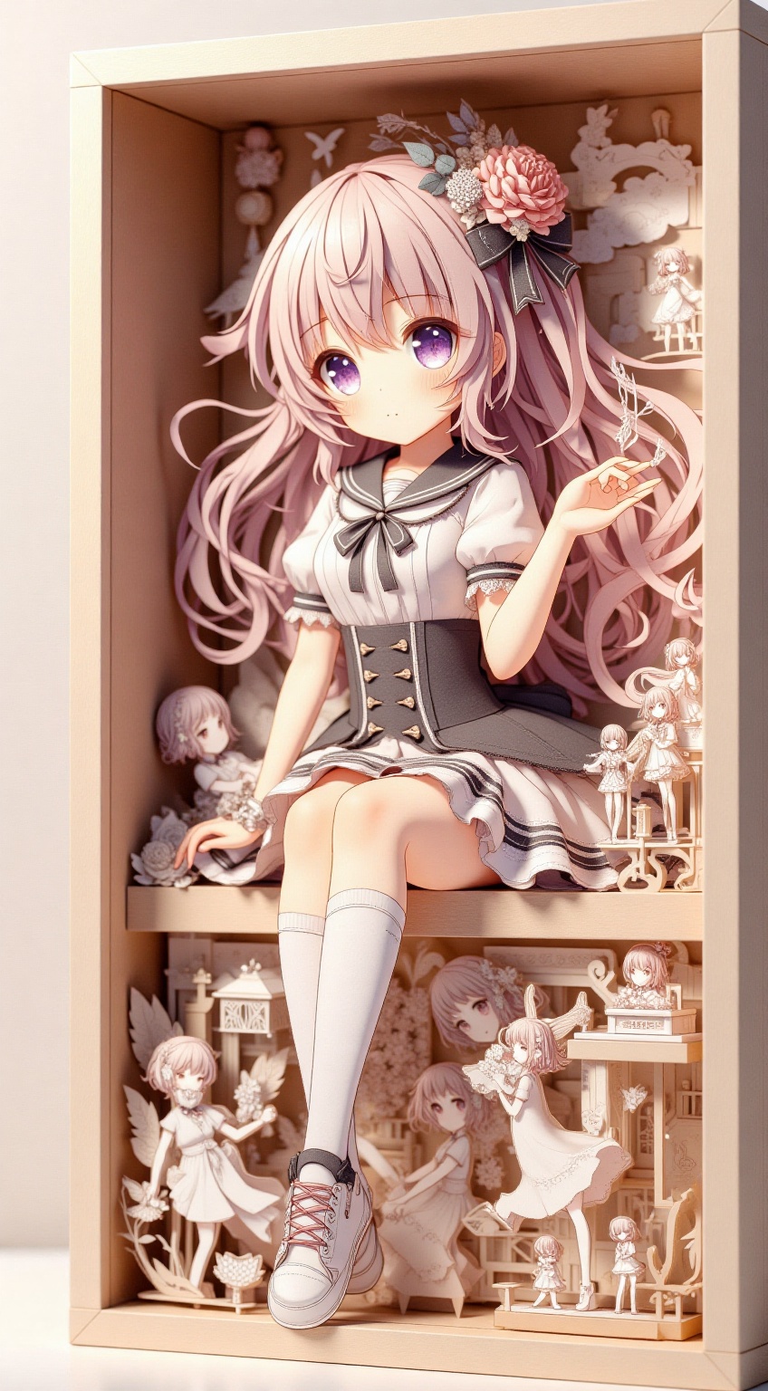 Anime style,  shadow box,  layered pictures on Tensor.Art