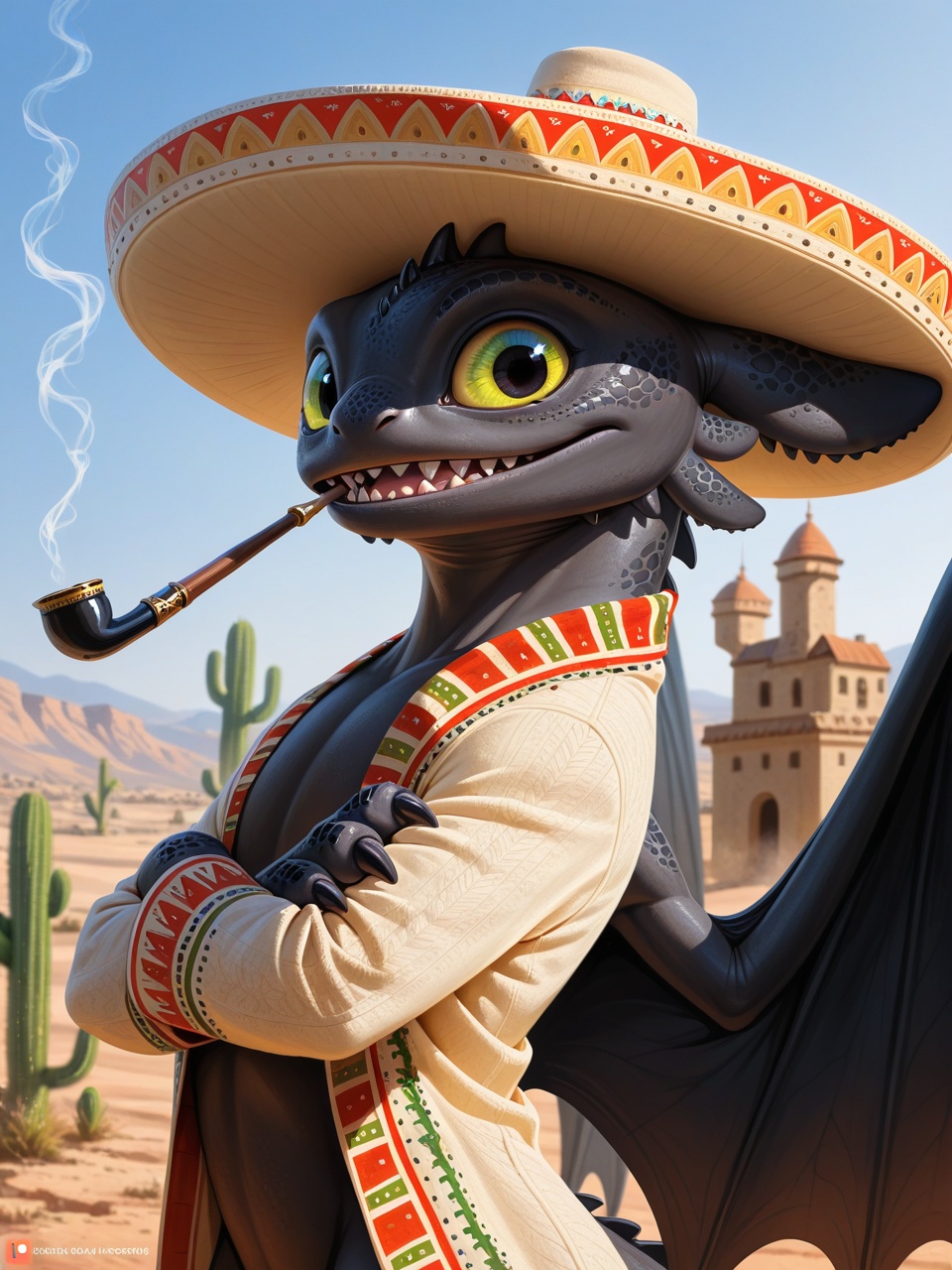 solo furry toothless,  night fury,  black body on Tensor.Art