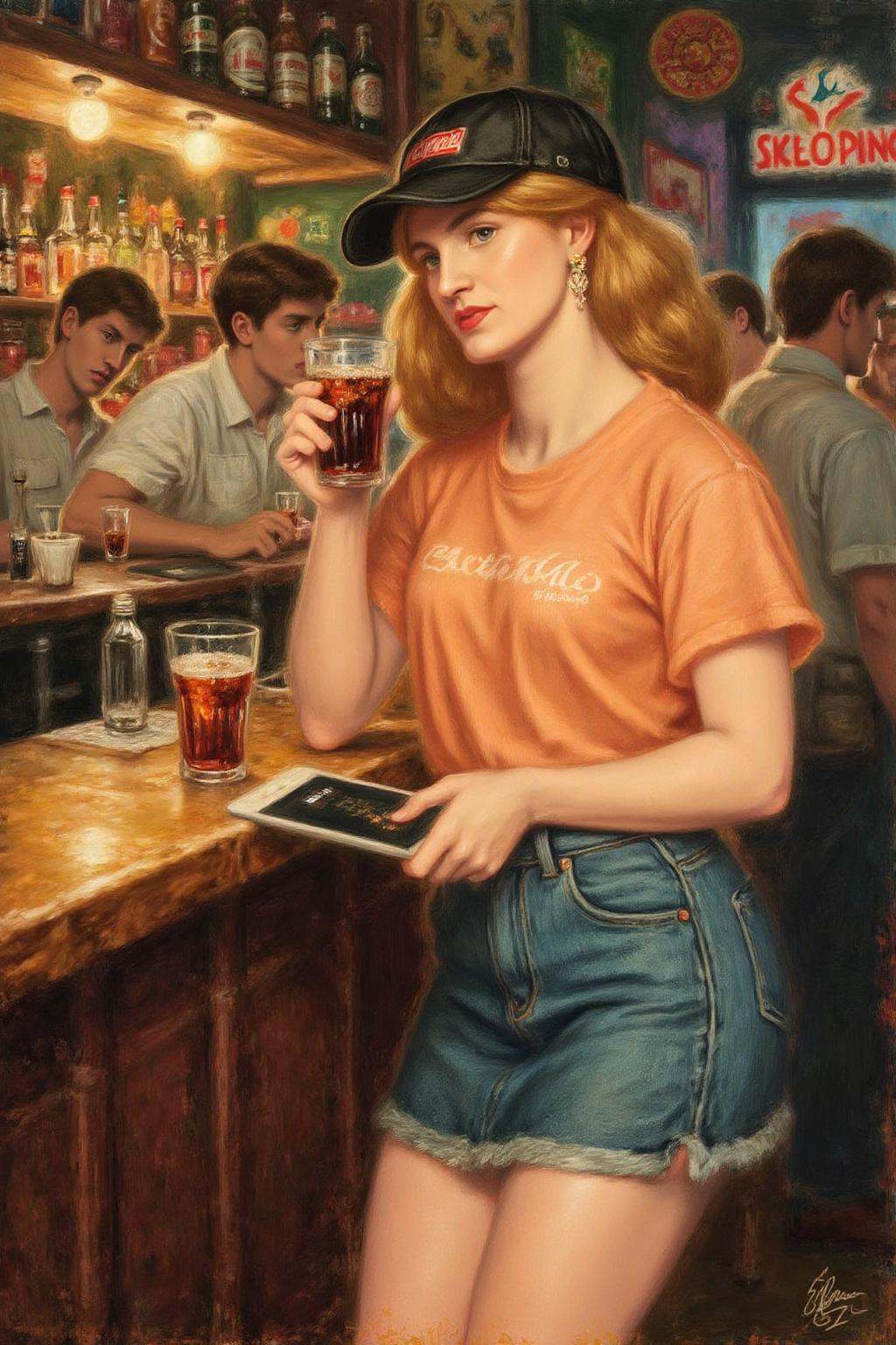 dgr painting.The air buzzes with the energy of a busy bar,  a mix of music,  conversation on Tensor.Art