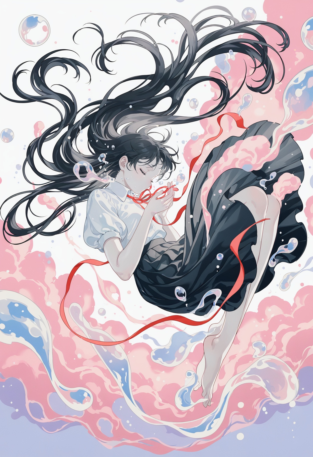 1girl,  watercolor style,  fluid colors on Tensor.Art