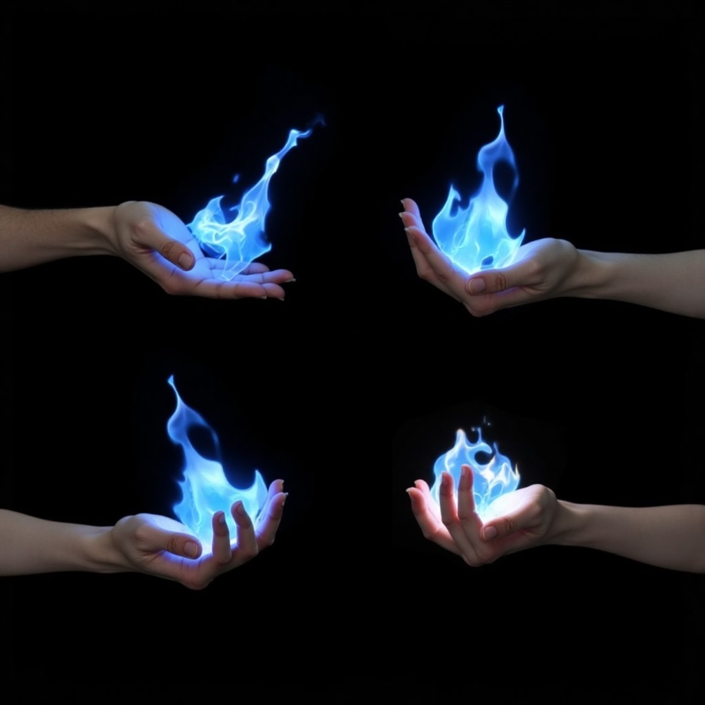 blue fire disembodied limb electricity fire flame glowing hands lightning magic out of frame pov pov hands signature simpl...