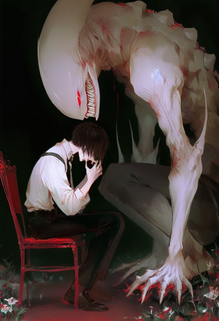 sitting,  black pants,  shirt on Tensor.Art