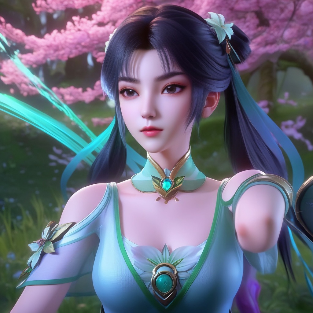 <lora:834-DA-XL-诛仙-碧瑶:0.8>, (,1girl, ,best quality, ),,  ,ultra realistic 8k cg,, ,masterpiece, (( , )),, , , spirit blossom \(league of legends\),   ,   (cleavage),,  (), ,,
