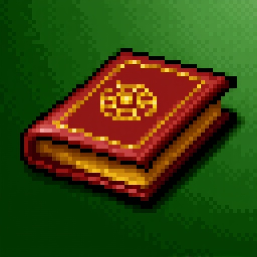 A HoMM2 style Magic Book artifact,  gradient green background.The image is a drawing of a magic book for spells. The book...