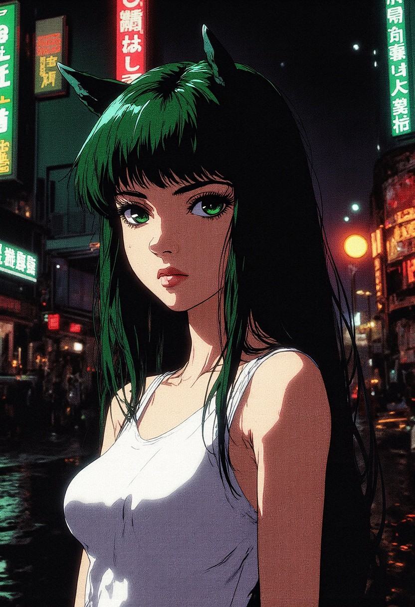 Kenva,  Synthwave Cyberpunk Anime — Halftone Neo-Noir Illustration,  kenva style on Tensor.Art