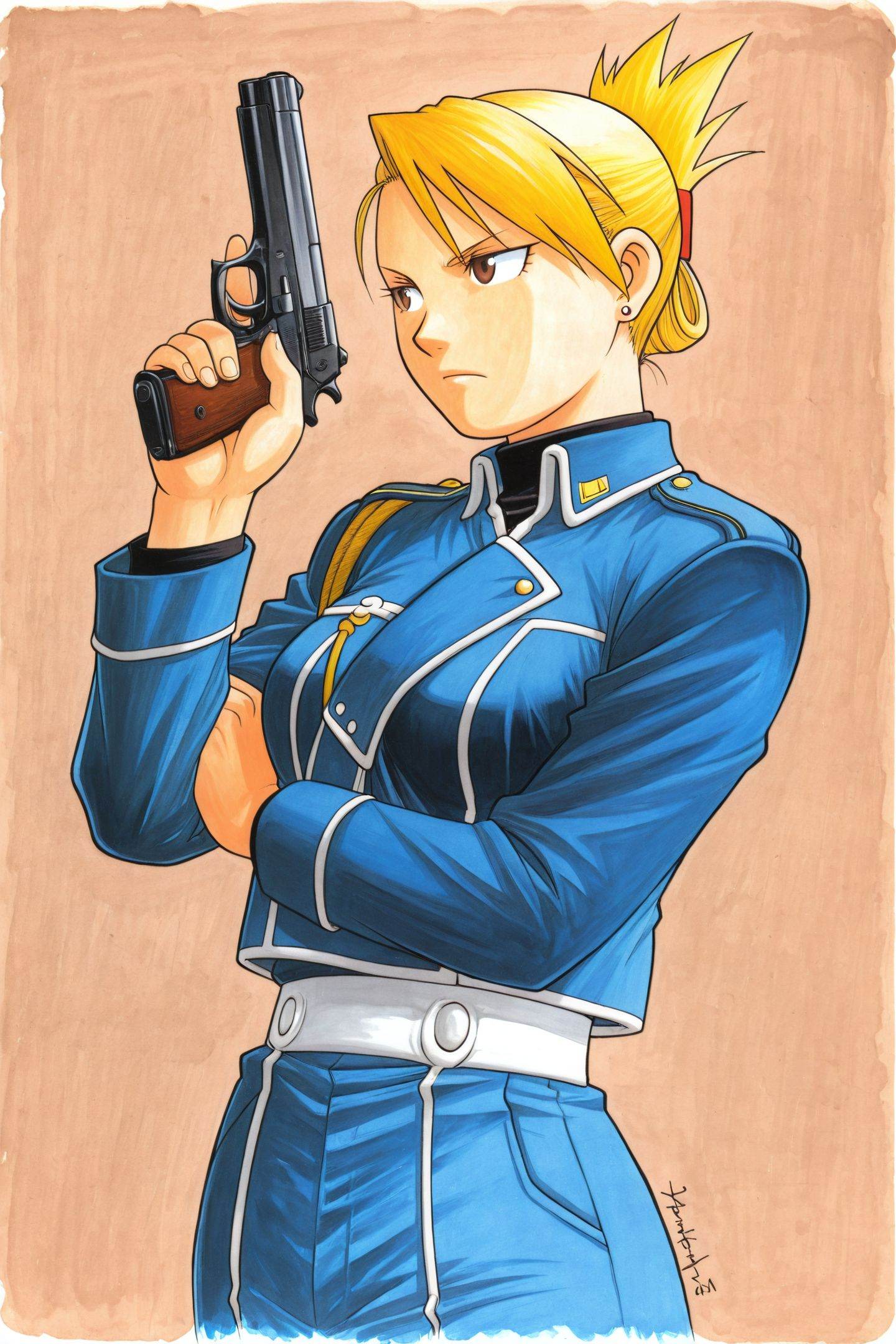 Hiromu Arakawa Style,  riza hawkeye,  1girl on Tensor.Art