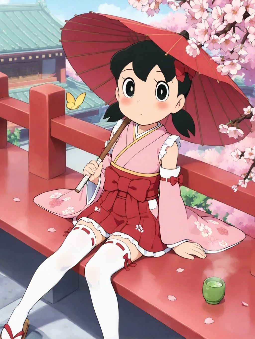 minamoto shizuka,  umbrella,  1girl on Tensor.Art