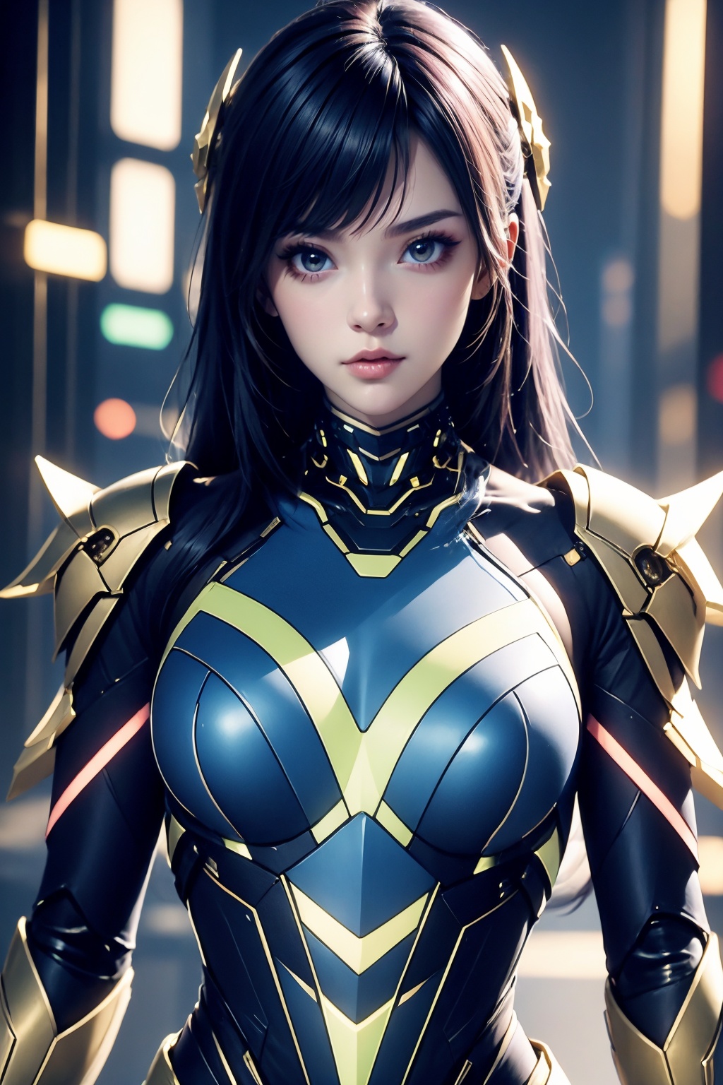 1girl,upper body,cyber armor,