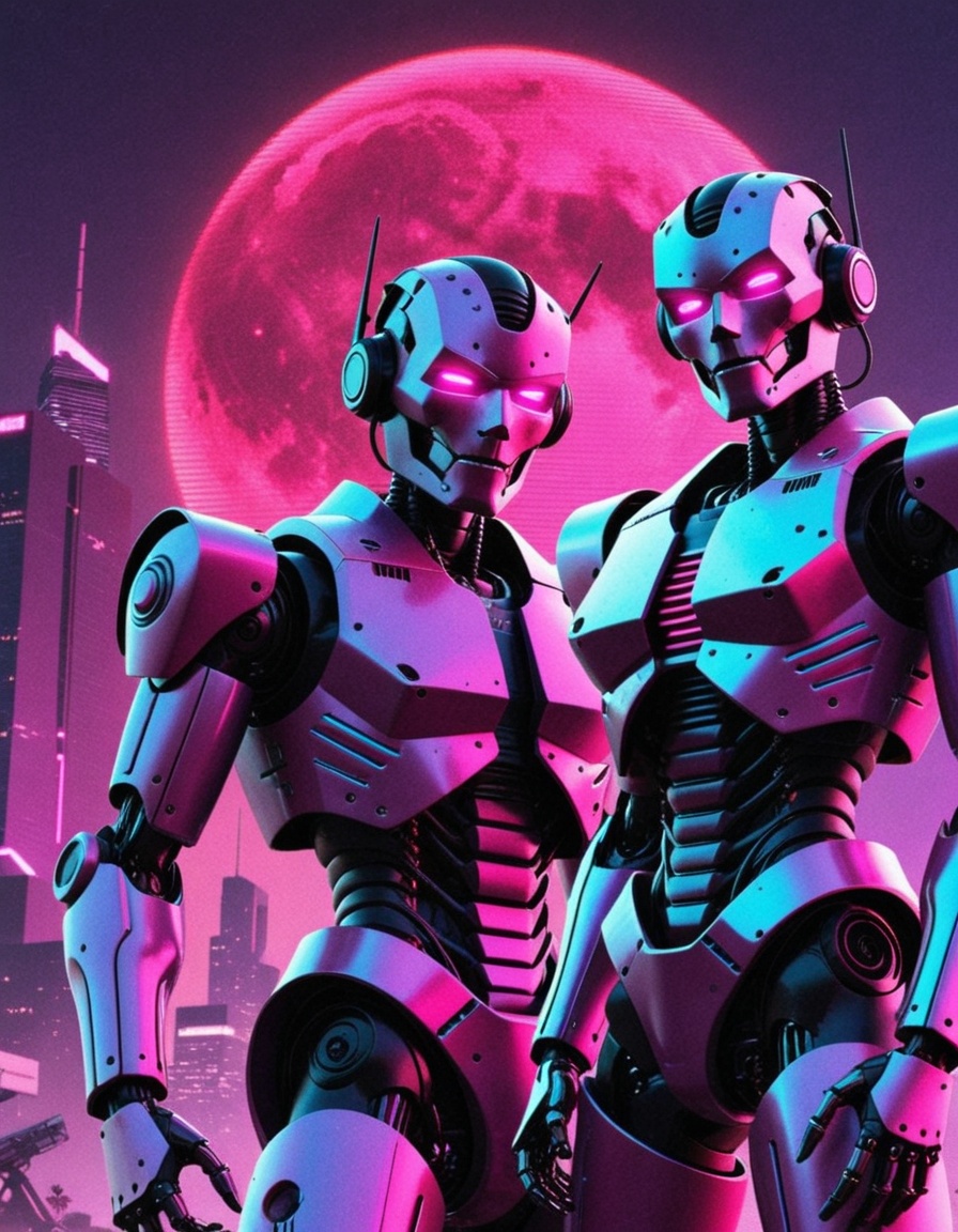 OhNoSynthwave,  killing robots on Tensor.Art