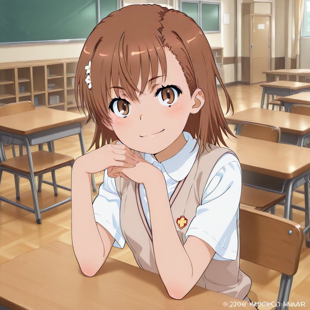 mikoto misaka,  school uniform,  Tokiwadai Middle School uniform on Tensor.Art