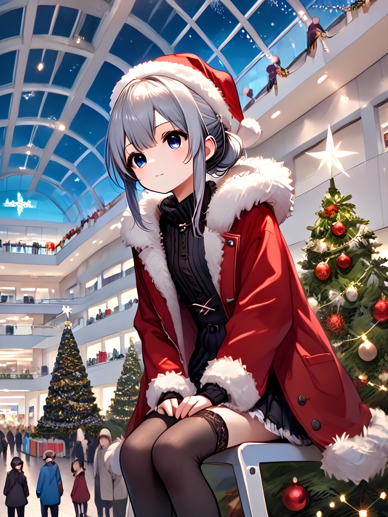 score_9,  source_anime,  christmas tree with festive lights on Tensor.Art