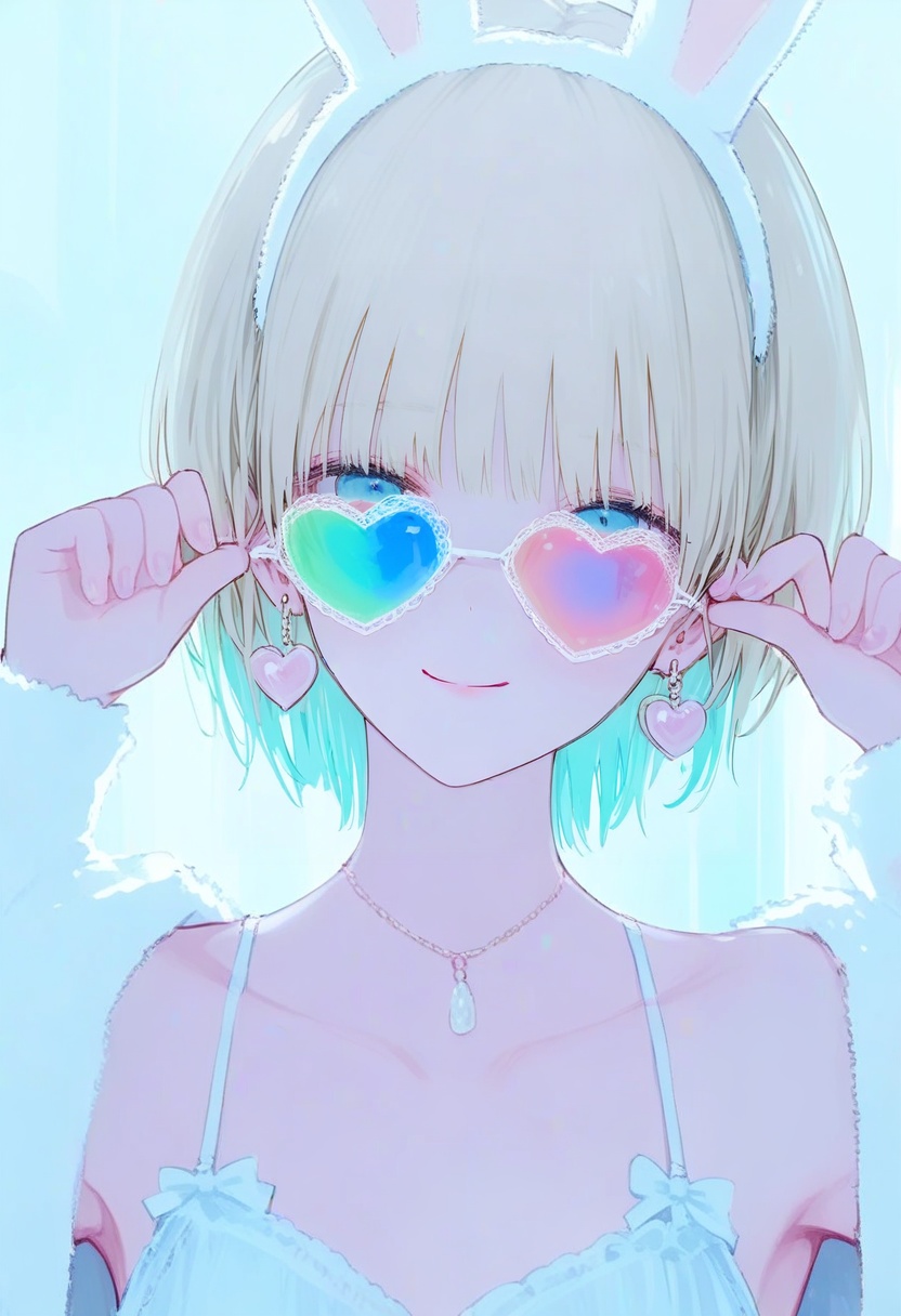 1girl,  heart-shaped eyewear,  solo on Tensor.Art