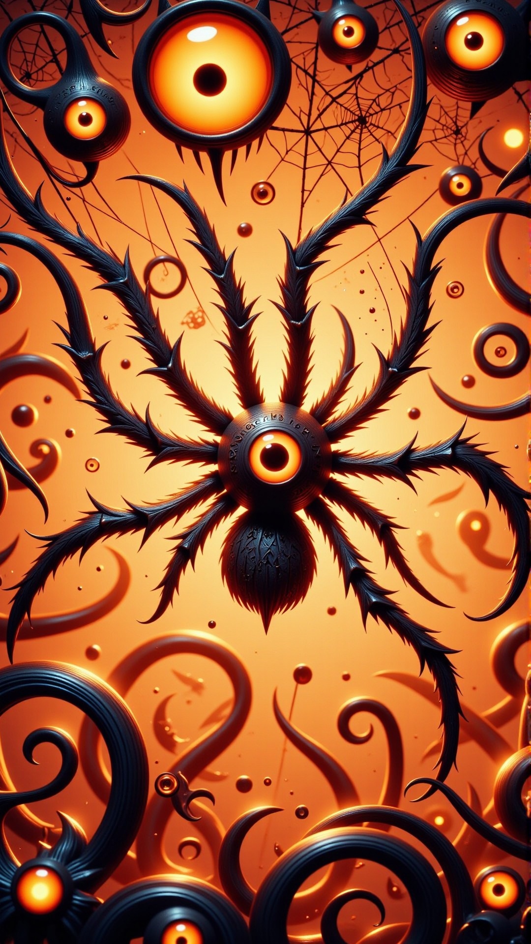 HalloweenGlowStyle orange themed velvet,  spiderweb,  surreal on Tensor.Art