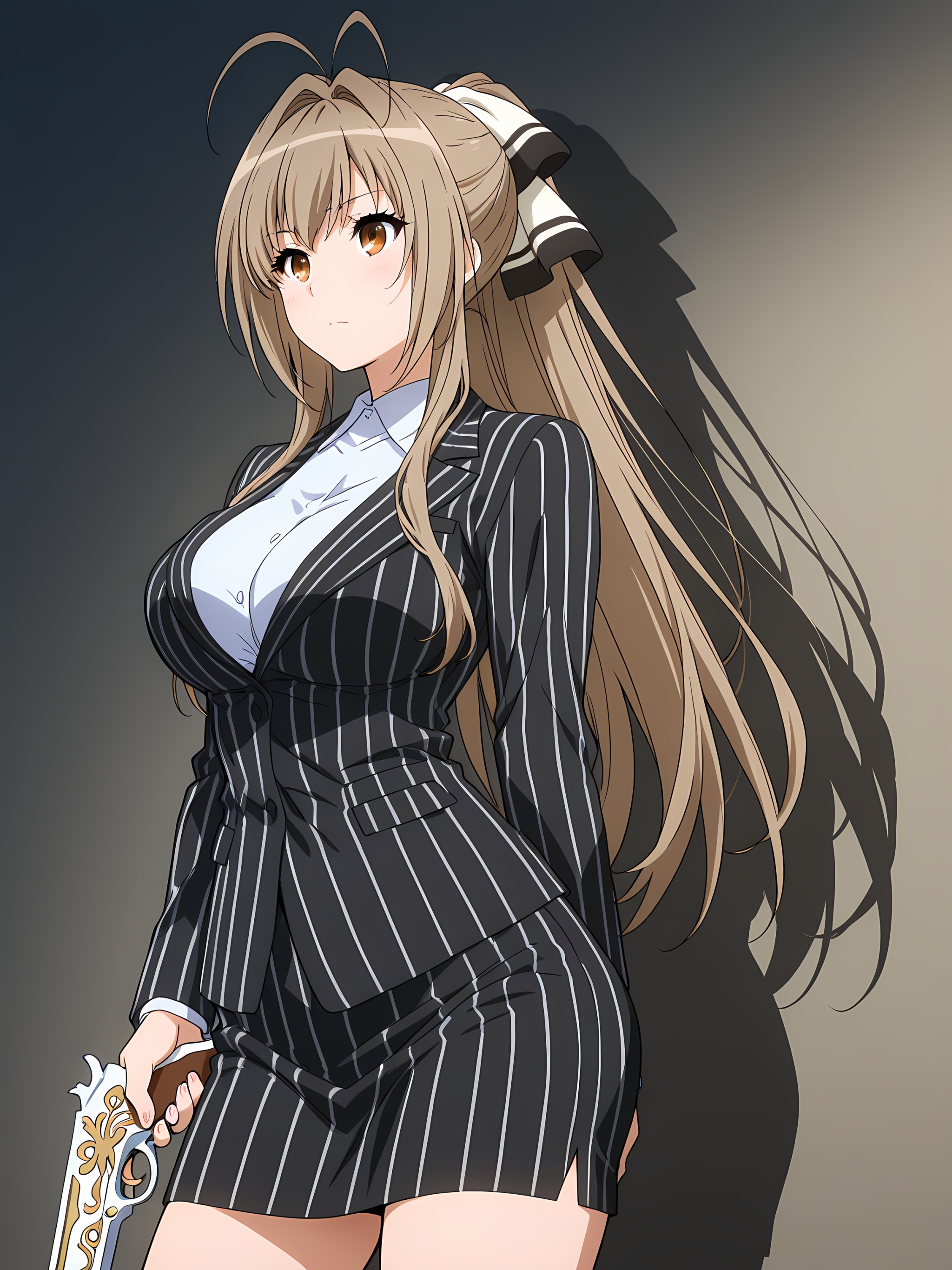 sento_isuzu_ilxl,  1girl,  pinstripe suit on Tensor.Art