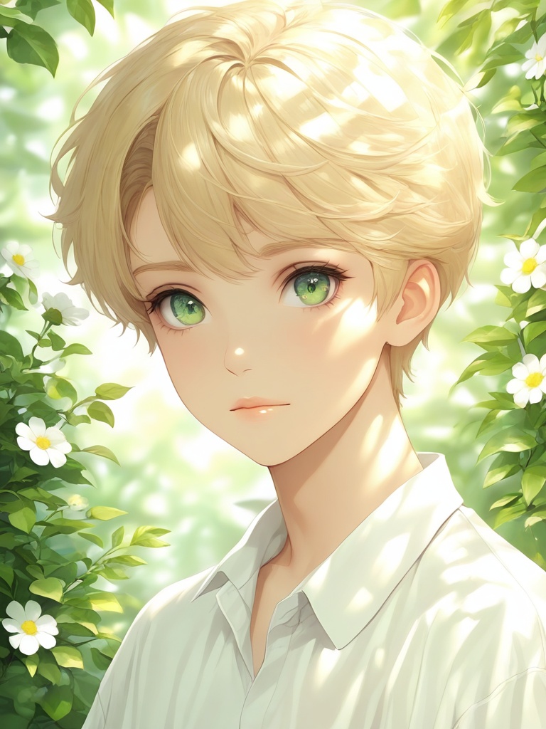 solo,  looking at viewer,  short hair on Tensor.Art
