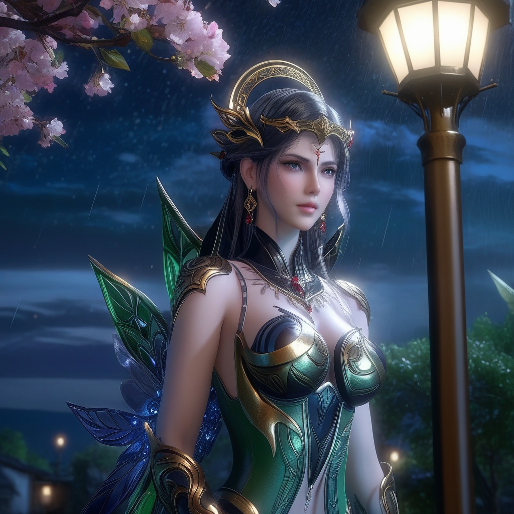 <lora:841-DA-XL-武庚纪-不闻不问:0.8>, (,1girl, ,best quality, ),, ,ultra detailed 8k cg,            cinematic lighting, cinematic bloom, (( , )),,  , unreal, science fiction,  luxury, jewelry, diamond, pearl, gem, sapphire, ruby, emerald, intricate detail, delicate pattern, charming, alluring, seductive, erotic, enchanting, hair ornament, necklace, earrings, bracelet, armlet,halo,masterpiece, (( , )),,  ,cherry blossoms,(((, night,night sky,lamppost,  ultra high res, (photorealistic:1.4), raw photo, 1girl, , rain, sweat, ,wet, )))(( , ))   (cleavage),spread legs,