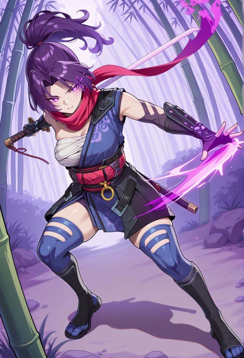 1girl,  high ponytail,  purple hair on Tensor.Art