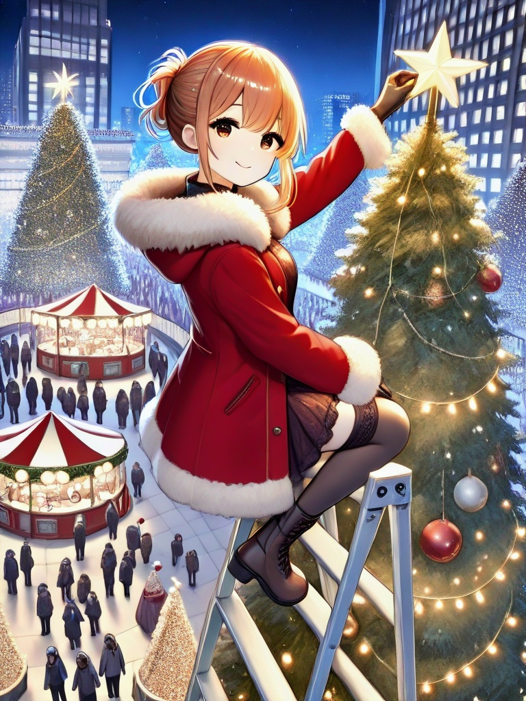 masterpiece,  best quality,  christmas tree with festive lights on Tensor.Art